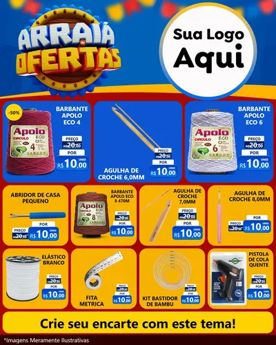Modelo de Rede Social para Feed Instagram com o tema Arraiá de Ofertas - Junina para Armarinho e Aviamentos