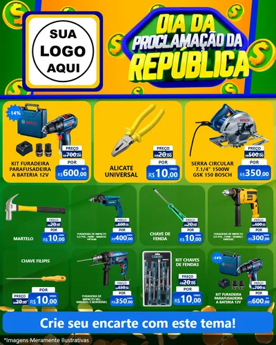 Modelo de Rede Social para Feed Instagram com o tema Dia Da Proclamação da República para Maquinas e Ferramentas
