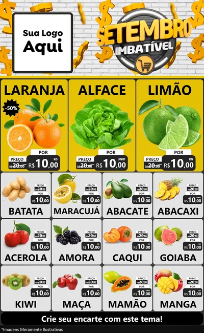 Modelo de Encarte para Encarte Grande com o tema Setembro Imbatível para Hortifrúti
