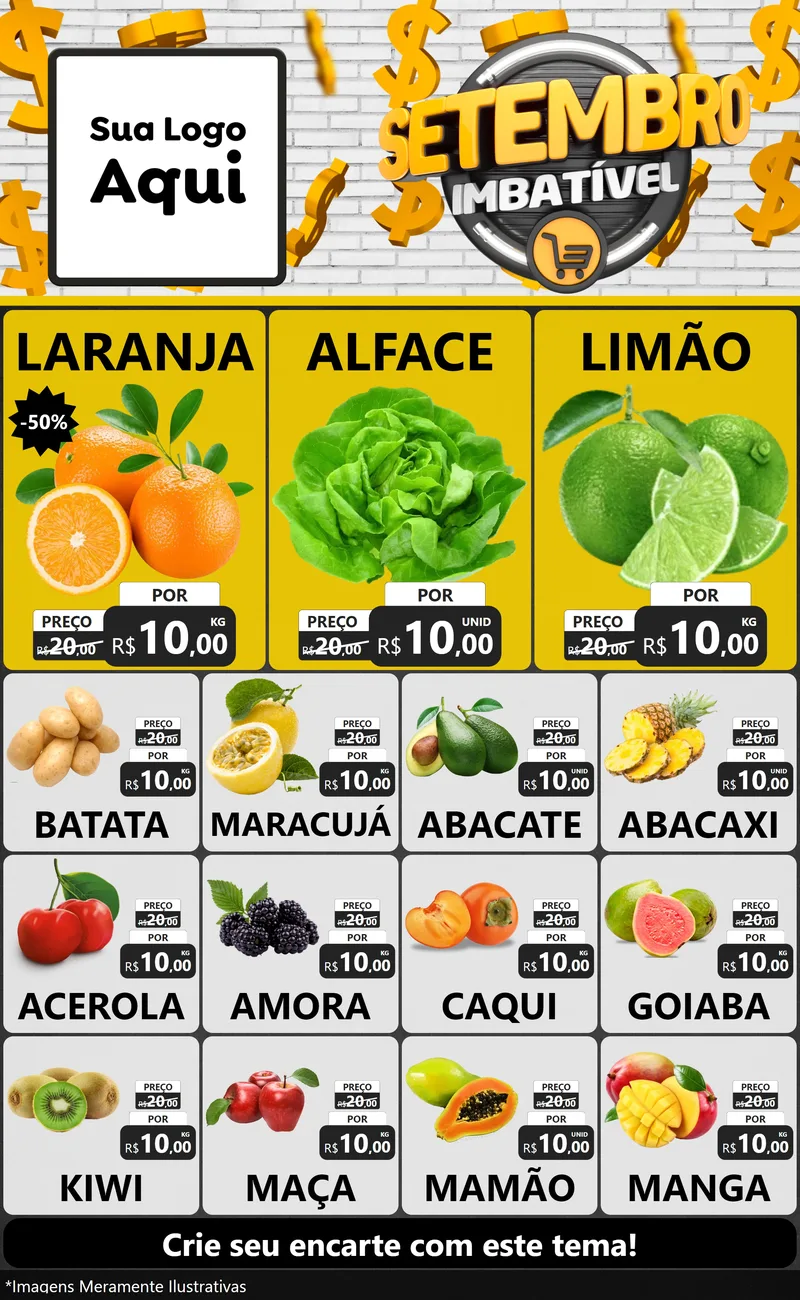 Modelo de Encarte para Encarte Grande com o tema Setembro Imbatível para Hortifrúti