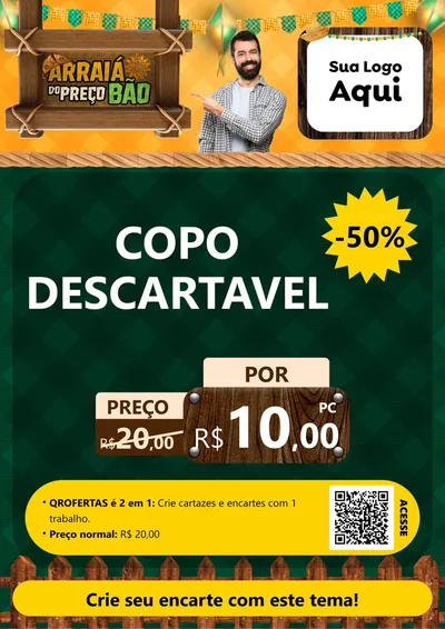 Modelo de Cartaz para Cartaz A4 Vertical com o tema Arraiá do preço bão para Embalagens