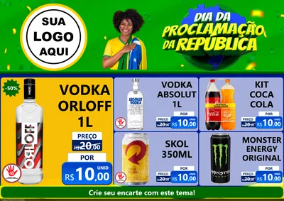 Modelo de Encarte para Encarte A4 Horizontal com o tema Dia Da Proclamação Da República para Distribuidora de bebidas