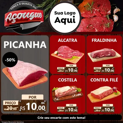 Modelo de Rede Social para Feed Facebook com o tema Terça e Quarta do Açougue para Açougue