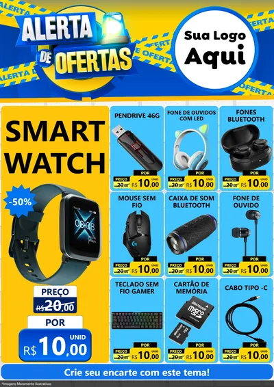 Modelo de Encarte para Encarte A4 Vertical com o tema Alerta de Ofertas para Informática