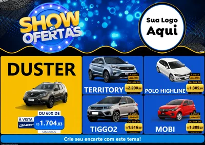 Modelo de Encarte para Encarte A4 Horizontal com o tema Show de Ofertas para Concessionaria de Carros