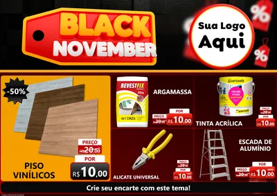 Modelo de Encarte para Encarte A4 Horizontal com o tema Black November para Material para Construção