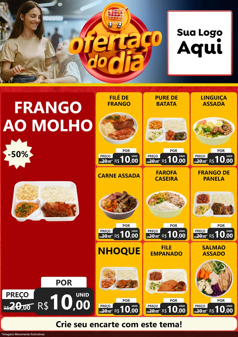 Modelo de Encarte para Encarte A4 Vertical com o tema Ofertaço Do Dia para Restaurante
