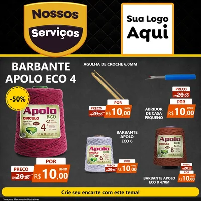 Modelo de Rede Social para Feed Facebook com o tema Nossos Serviços para Armarinho e Aviamentos