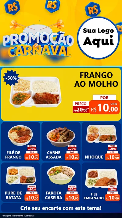 Modelo de Rede Social para Stories com o tema Promoção de Carnaval para Restaurante