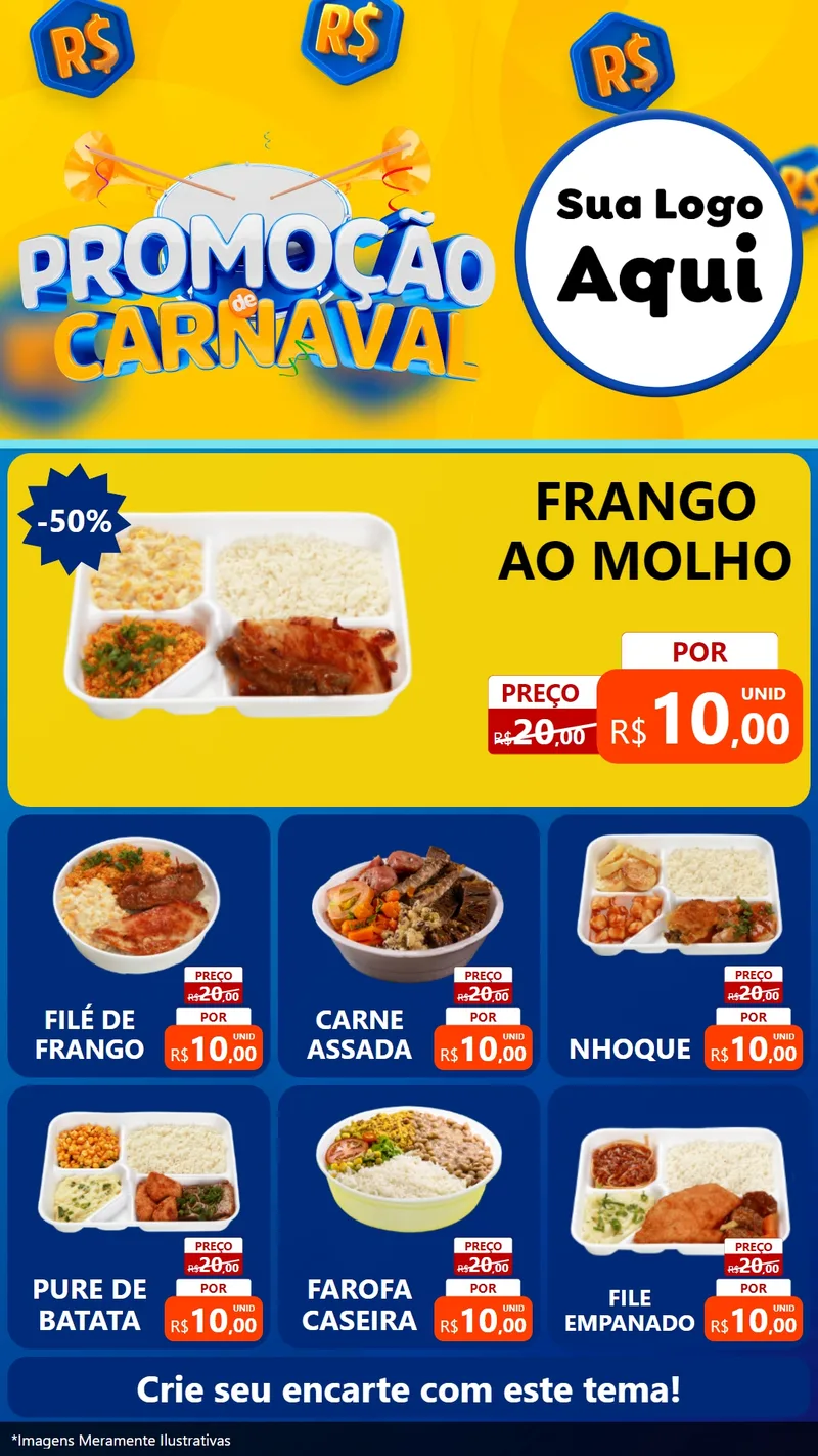 Modelo de Rede Social para Stories com o tema Promoção de Carnaval para Restaurante