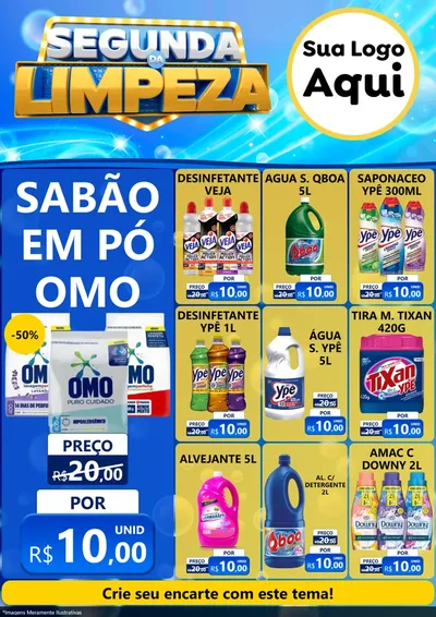 Modelo de Encarte para Encarte A4 Vertical com o tema Segunda da Limpeza para Produtos de Limpeza