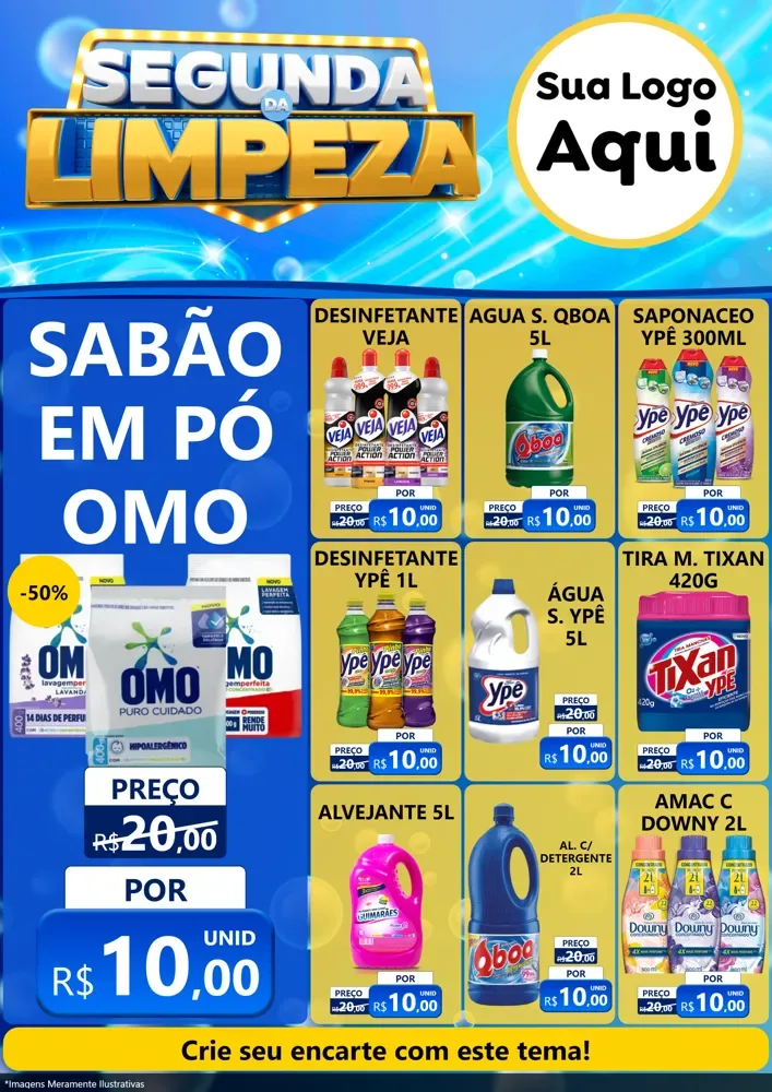 Modelo de Encarte para Encarte A4 Vertical com o tema Segunda da Limpeza para Produtos de Limpeza