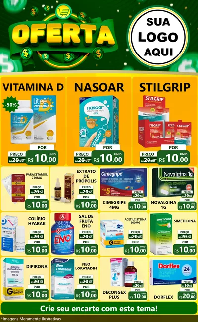Modelo de Encarte para Encarte Grande com o tema Oferta para Farmácia