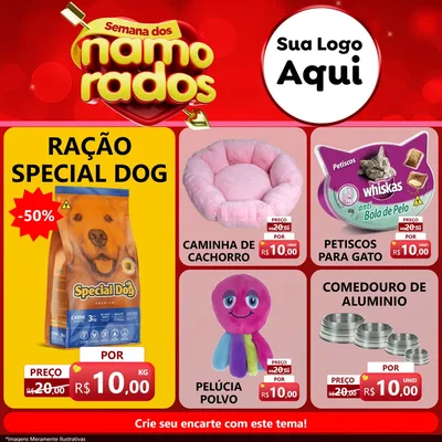 Modelo de Rede Social para Feed Facebook com o tema Semana dos namorados para Pet Shop