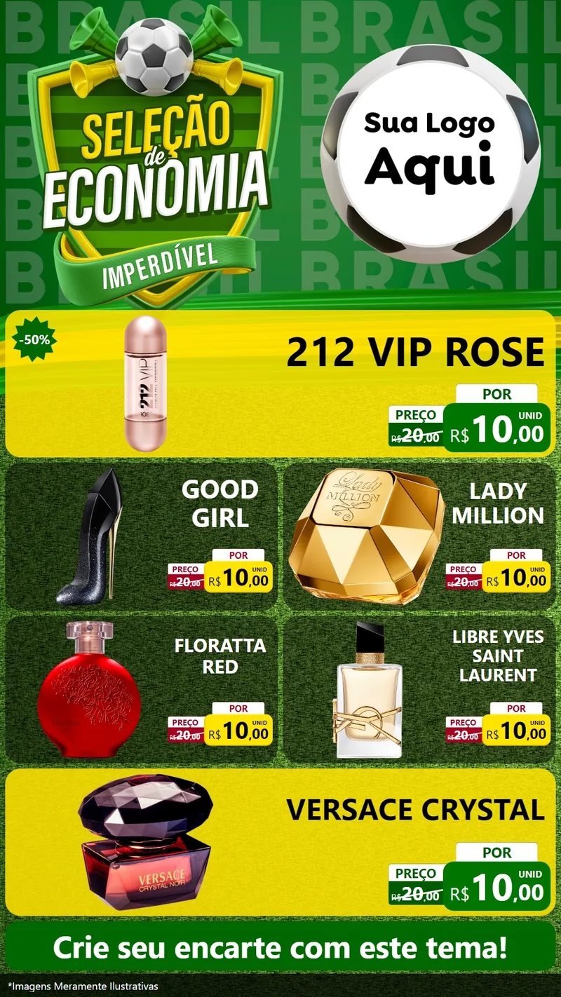 Modelo de TV para TV Vertical com o tema Seleção de Economia - Copa para Perfumes