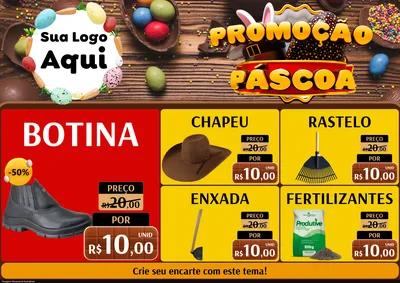 Modelo de Encarte para Encarte A4 Horizontal com o tema Promoção Páscoa para Agropecuária