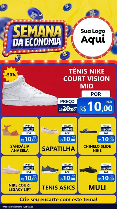Modelo de Rede Social para Stories com o tema Semana da Economia para Calçados