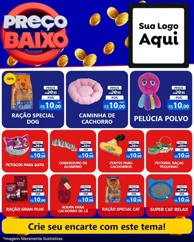 Modelo de Rede Social para Feed Instagram com o tema Preço Baixo para Pet Shop
