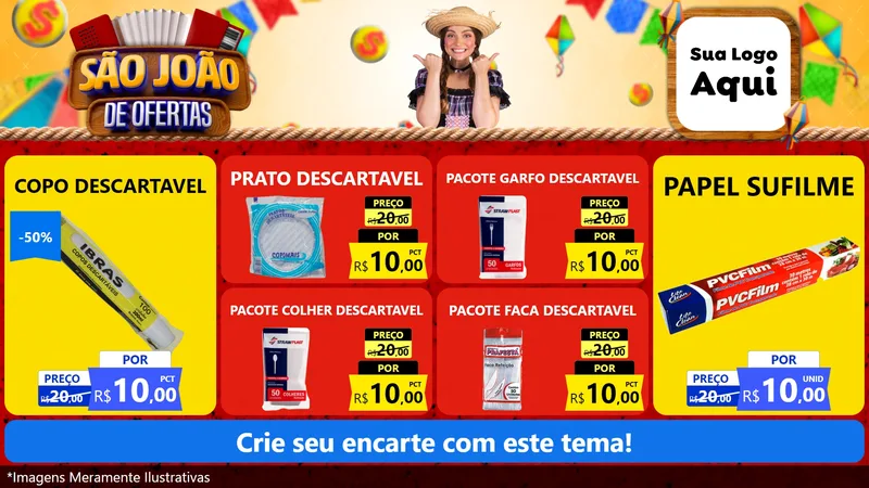 Modelo de TV para TV Horizontal com o tema São João de Ofertas para Embalagens