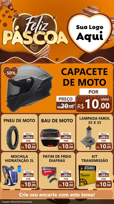 Modelo de Rede Social para Stories com o tema Feliz Páscoa para Moto peças