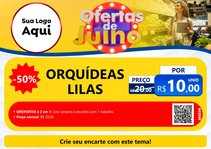 Modelo de Cartaz para Cartaz A4 Horizontal com o tema Ofertas de Julho para Floricultura e jardim