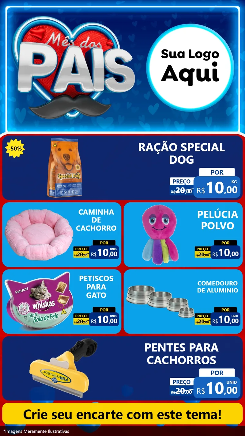 Modelo de TV para TV Vertical com o tema Mês Dos Pais para Pet Shop