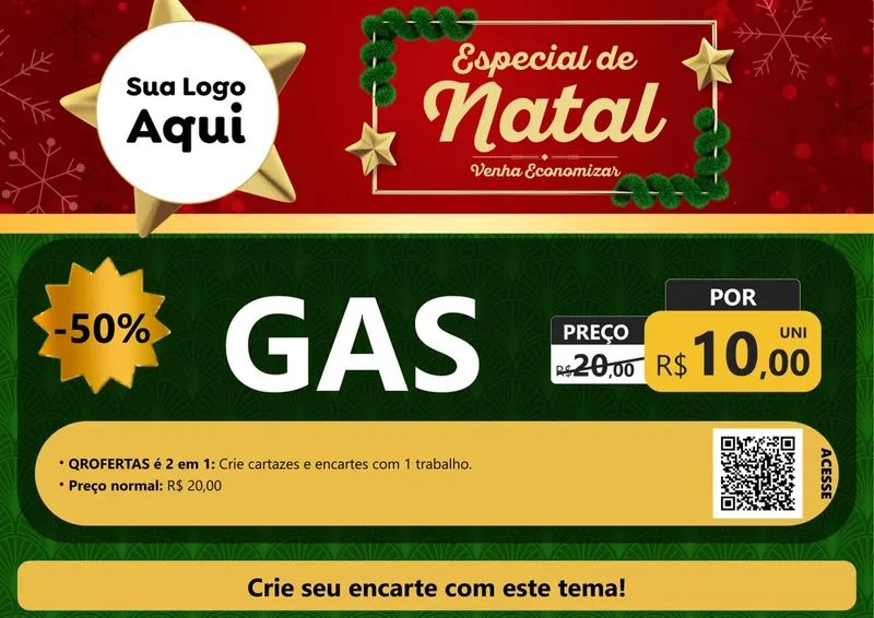 Modelo de Cartaz para Cartaz A4 Horizontal com o tema Especial de Natal para Água e gás