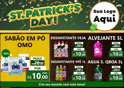 Modelo de Encarte para Encarte A4 Horizontal com o tema St Patriks Day para Produtos de Limpeza