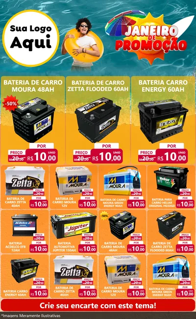 Modelo de Encarte para Encarte Grande com o tema Janeiro de Promoção para Baterias Elétricas