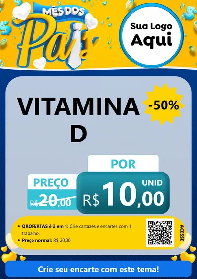 Modelo de Cartaz para Cartaz A4 Vertical com o tema Mês dos Pais para Farmácia