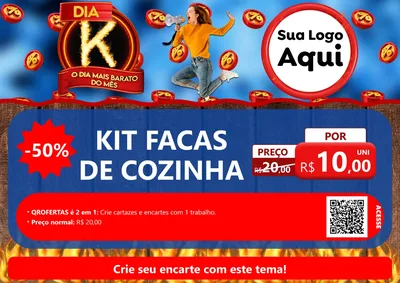 Modelo de Cartaz para Cartaz A4 Horizontal com o tema Dia K - O Dia Mais Barato Do Mês para Utilidades Domésticas