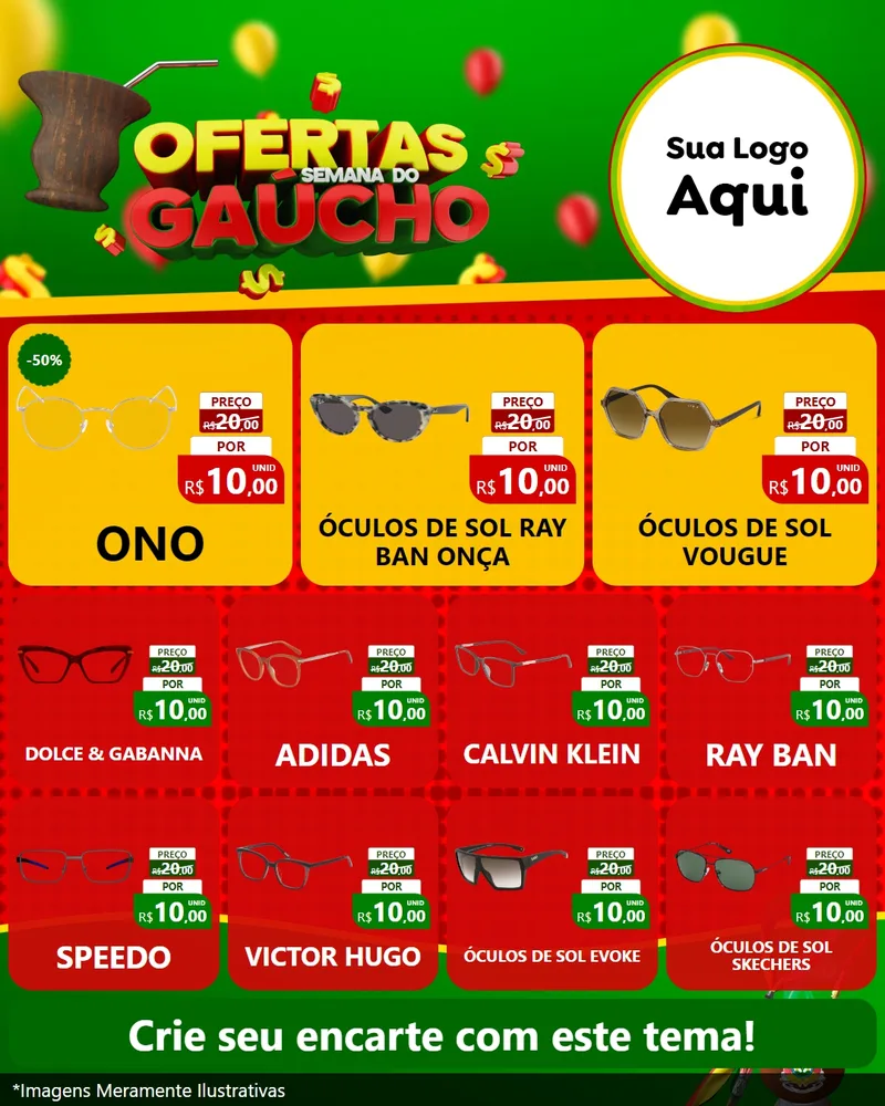 Modelo de Rede Social para Feed Instagram com o tema Ofertas Semana Do Gaúcho para Óticas