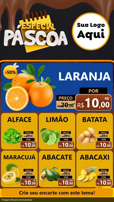 Modelo de Rede Social para Stories com o tema Especial Páscoa para Hortifrúti