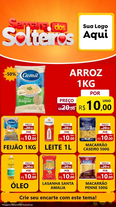 Modelo de Rede Social para Stories com o tema Semana dos Solteiros para Supermercado