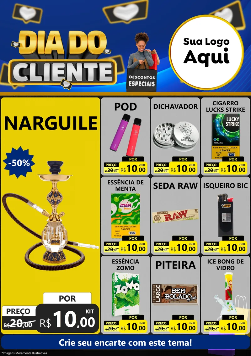 Modelo de Encarte para Encarte A4 Vertical com o tema Dia Do Cliente para Tabacaria