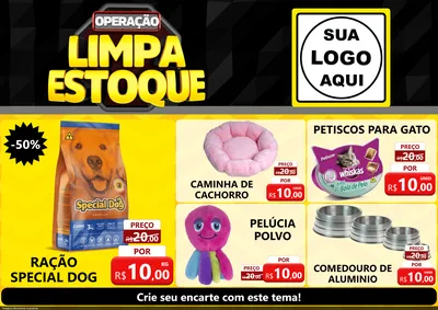 Modelo de Encarte para Encarte A4 Horizontal com o tema Operação Limpa Estoque para Pet Shop
