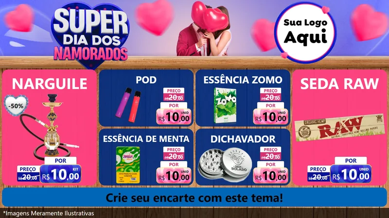 Modelo de TV para TV Horizontal com o tema Super Dia dos Namorados para Tabacaria