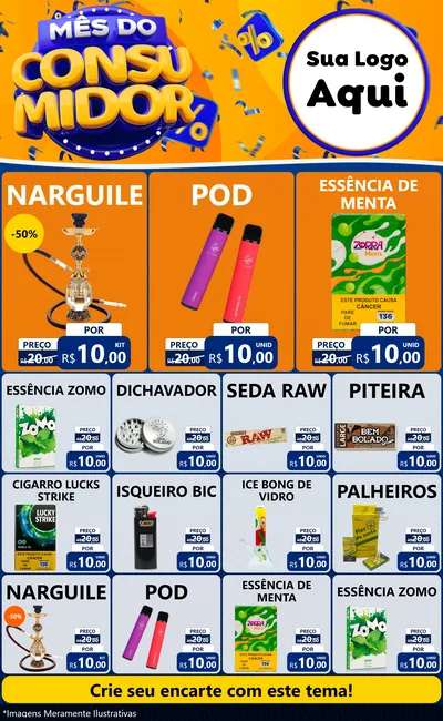 Modelo de Encarte para Encarte Grande com o tema Mês do Consumidor para Tabacaria