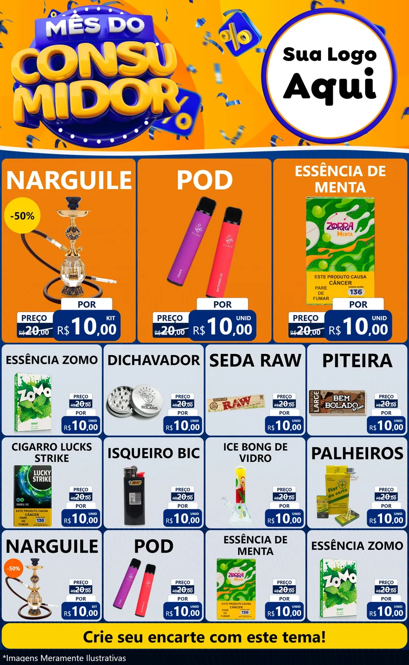 Modelo de Encarte para Encarte Grande com o tema Mês do Consumidor para Tabacaria