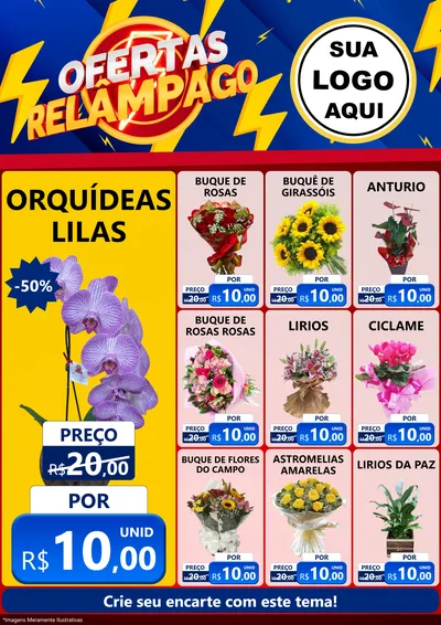 Modelo de Encarte para Encarte A4 Vertical com o tema Ofertas Relâmpago para Floricultura e jardim