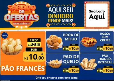 Modelo de Encarte para Encarte A4 Horizontal com o tema Sábado de Ofertas Imperdíveis para Padaria