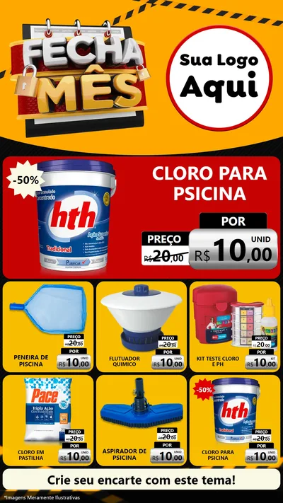 Modelo de Rede Social para Stories com o tema Fecha Mês para Produtos para Piscina