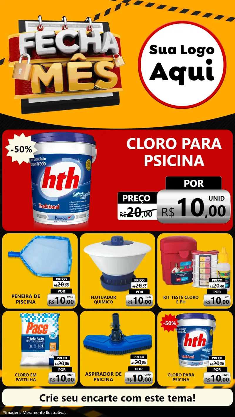 Modelo de Rede Social para Stories com o tema Fecha Mês para Produtos para Piscina