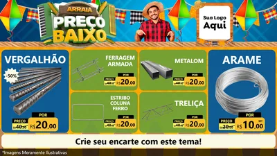 Modelo de TV para TV Horizontal com o tema Arraiá de Preço Baixo - Junina para Ferragens