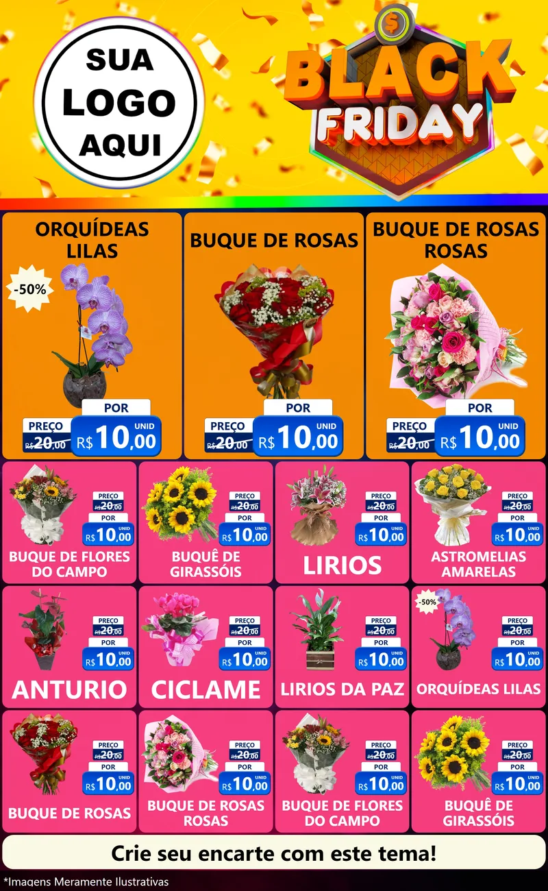 Modelo de Encarte para Encarte Grande com o tema Black Friday para Floricultura e jardim