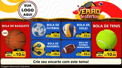Modelo de TV para TV Horizontal com o tema Super Verão de Ofertas para Artigos Esportivos