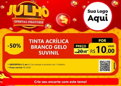 Modelo de Cartaz para Cartaz A4 Horizontal com o tema Julho Ofertas Imbatíveis para Tintas e Ferramentas