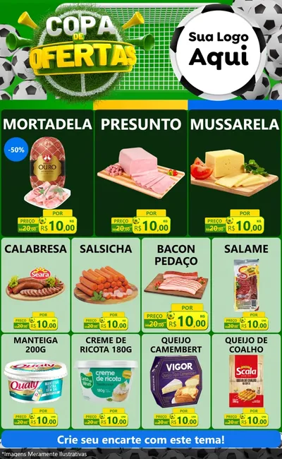 Modelo de Encarte para Encarte Grande com o tema Copa De Ofertas para Frios e Laticínios