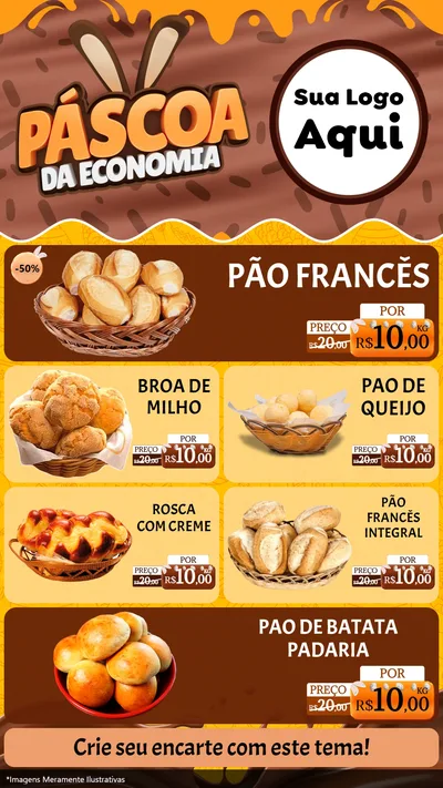 Modelo de TV para TV Vertical com o tema Páscoa da Economia para Padaria
