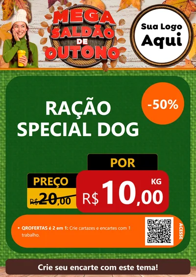 Modelo de Cartaz para Cartaz A4 Vertical com o tema Mega Saldão de Outono para Pet Shop